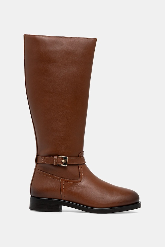 Tommy Hilfiger ghete de piele TH BUCKLE RIDING LTHR LONG BOOT FW0FW08873 maro NC25