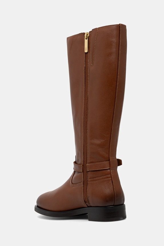 Încălțăminte Tommy Hilfiger ghete de piele TH BUCKLE RIDING LTHR LONG BOOT FW0FW08873 maro