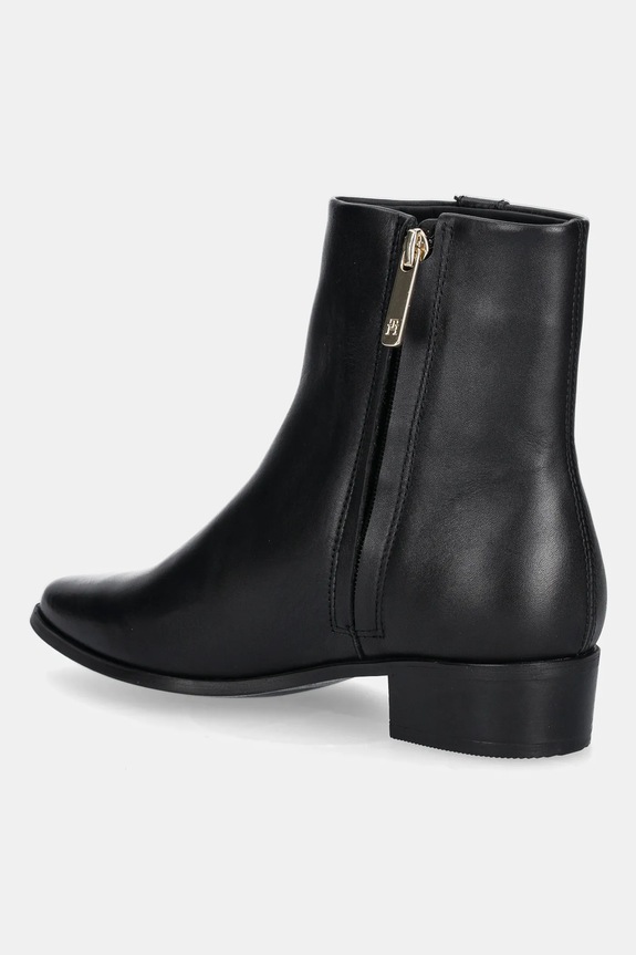 Obuwie Tommy Hilfiger botki skórzane TH LEATHER POINTY ZIP BOOTIE FW0FW08980 czarny