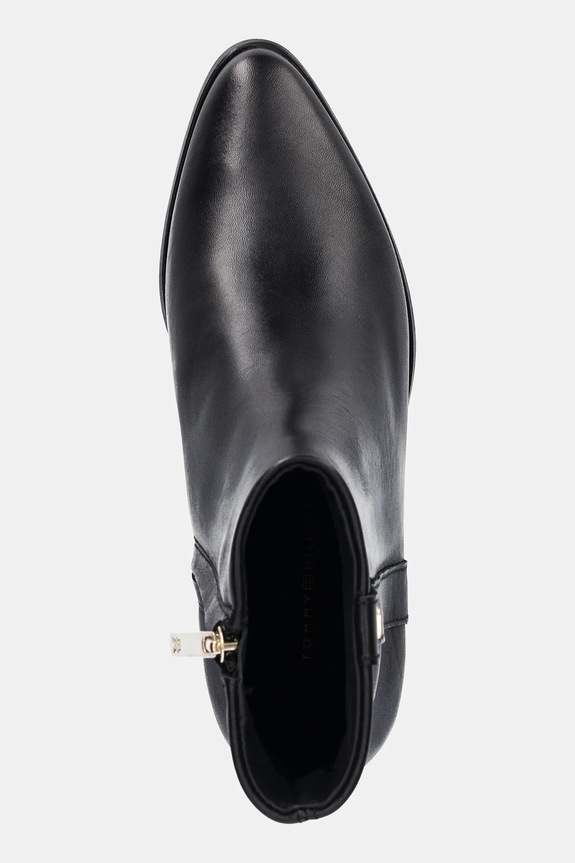 Tommy Hilfiger botki skórzane TH LEATHER POINTY ZIP BOOTIE czarny FW0FW08980