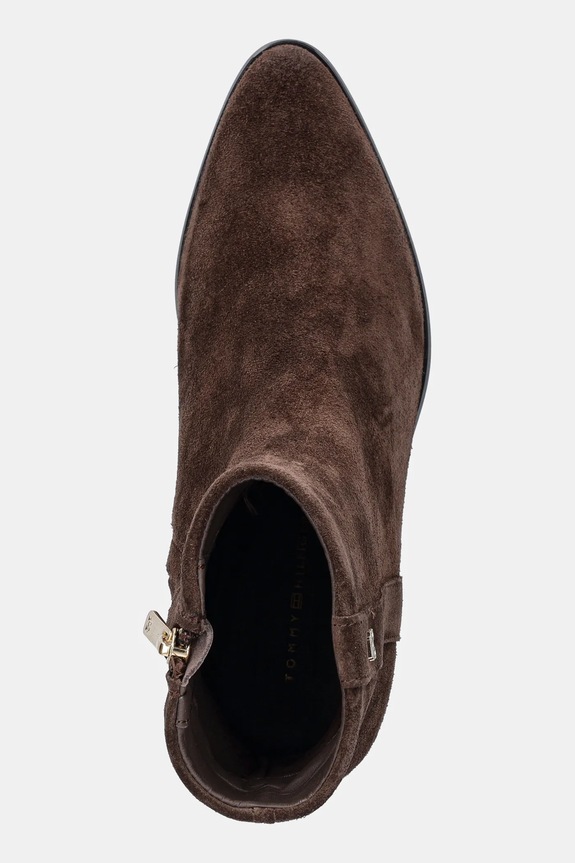 Tommy Hilfiger stivaletti alla caviglia in camoscio TH SUEDE POINTY ZIP BOOTIE marrone FW0FW08981
