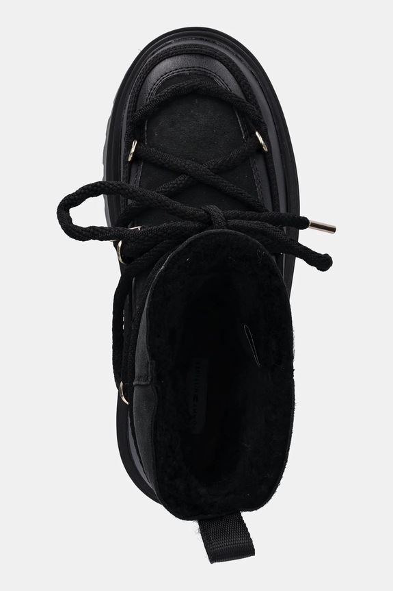 Μπότες χιονιού Tommy Hilfiger REAL SHEARLING LACEUP μαύρο FW0FW08996