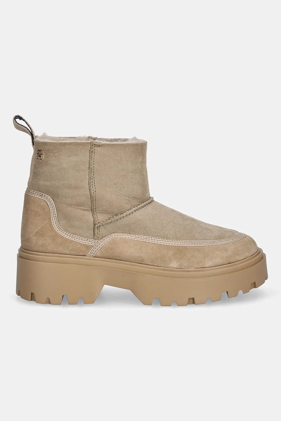 Tommy Hilfiger botki zamszowe REAL SHEARLING PULLON FW0FW08997 beżowy NC25