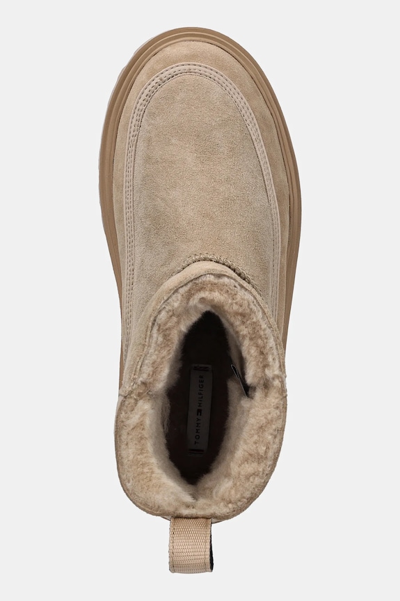 Tommy Hilfiger botki zamszowe REAL SHEARLING PULLON beżowy FW0FW08997