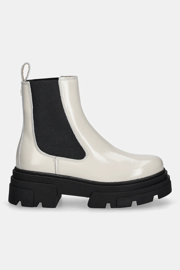Kožené kotníkové boty Tommy Hilfiger TH SHINY LEATHER CHELSEA FW0FW09042 béžová AW25