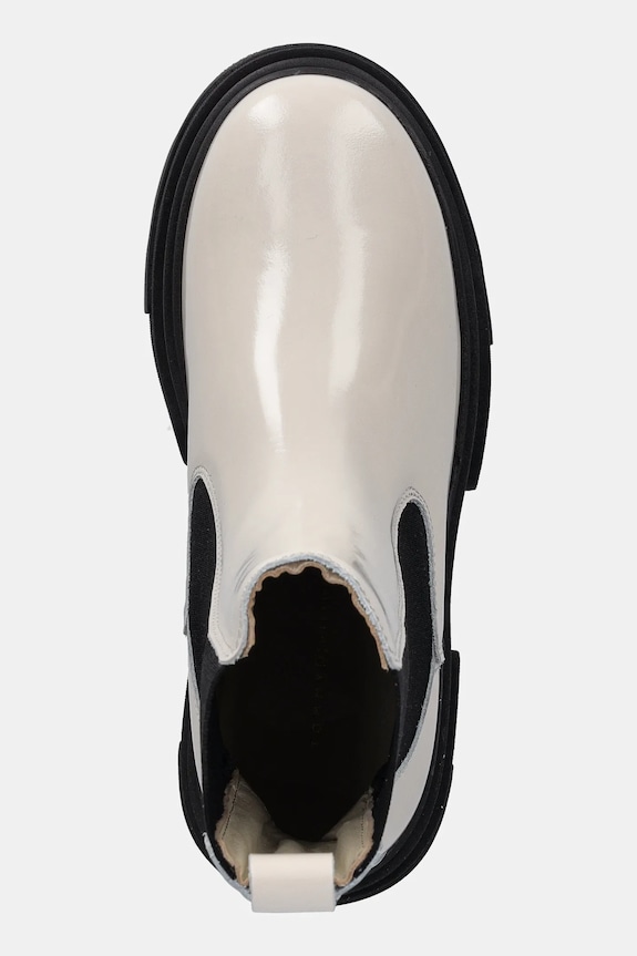 Kožené kotníkové boty Tommy Hilfiger TH SHINY LEATHER CHELSEA béžová FW0FW09042