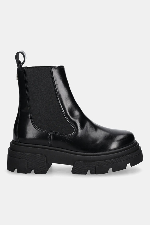 Kožené kotníkové boty Tommy Hilfiger TH SHINY LEATHER CHELSEA FW0FW09042 černá AW25