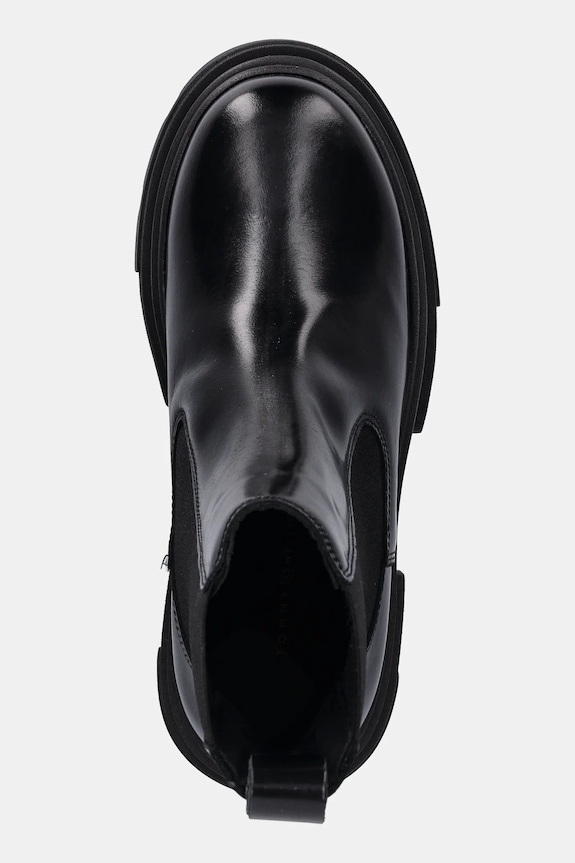 Kožené kotníkové boty Tommy Hilfiger TH SHINY LEATHER CHELSEA černá FW0FW09042