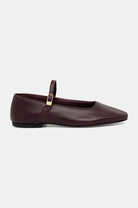 Tommy Hilfiger ballerine in pelle SMOOTH LEATHER MARYJANE FW0FW09152 granata AW25