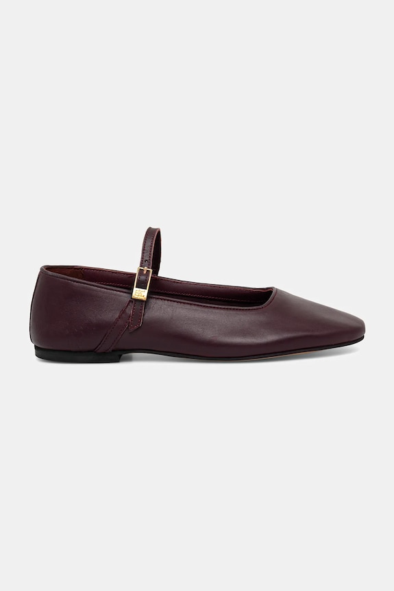 Tommy Hilfiger ballerine in pelle SMOOTH LEATHER MARYJANE FW0FW09152 granata AW25