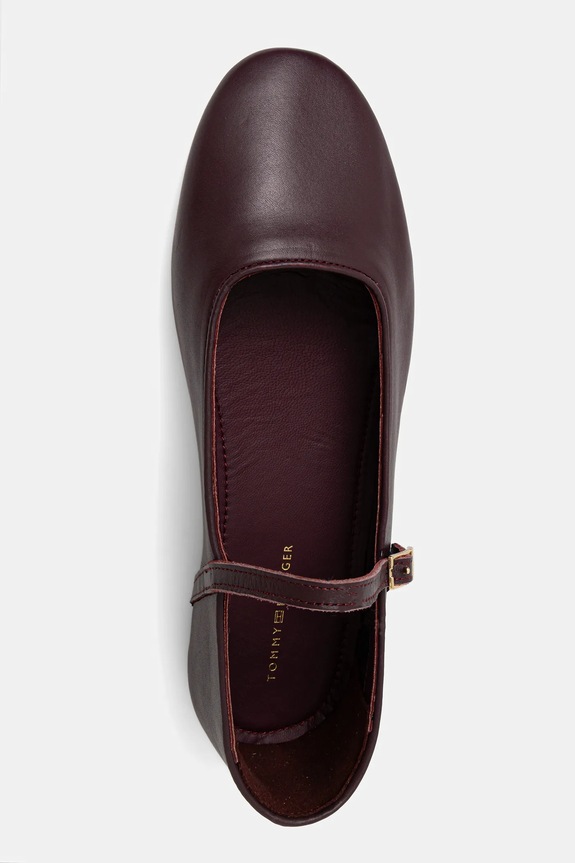 Tommy Hilfiger ballerine in pelle SMOOTH LEATHER MARYJANE granata FW0FW09152