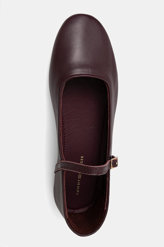 Tommy Hilfiger ballerine in pelle SMOOTH LEATHER MARYJANE granata FW0FW09152