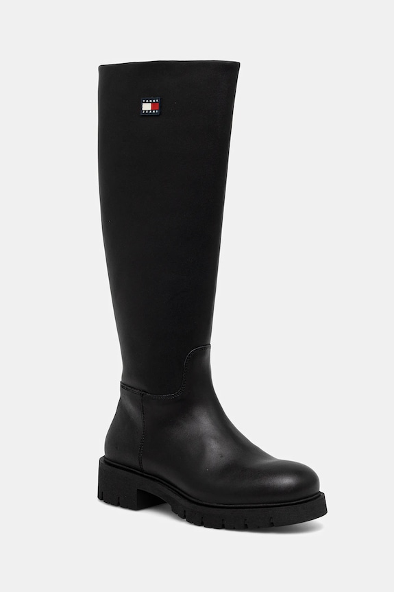 Tommy Jeans cizme TJW STRETCHY LONG SHAFT neizolat negru EN0EN02828