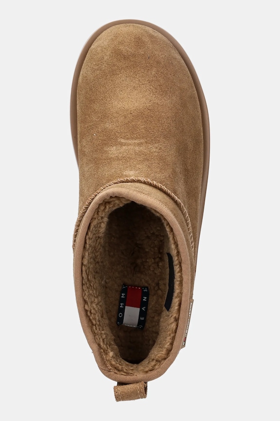 Μπότες χιονιού σουέτ Tommy Jeans TJW FLATFORM SNOW BOOT SUEDE μπεζ EN0EN02841