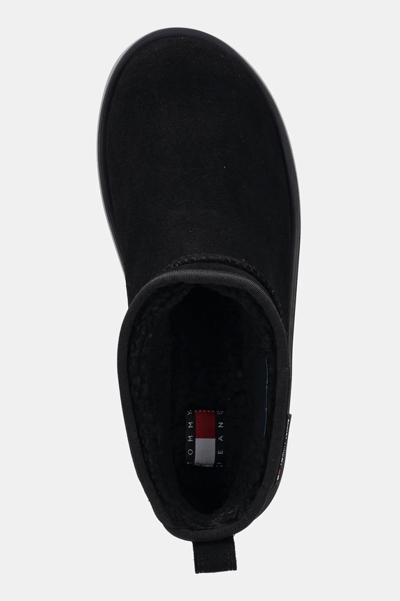Μπότες χιονιού σουέτ Tommy Jeans TJW FLATFORM SNOW BOOT SUEDE μαύρο EN0EN02841