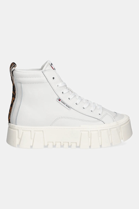 Kožené tenisky Tommy Jeans TJW VULC FLATFORM LEOPARD EN0EN02858 biela AW25