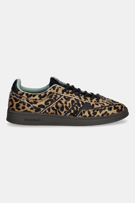 Kožne tenisice Tommy Jeans THE GREENWICH EDGE LEOPARD EN0EN02904 smeđa AW25