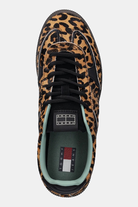 Kožne tenisice Tommy Jeans THE GREENWICH EDGE LEOPARD smeđa EN0EN02904
