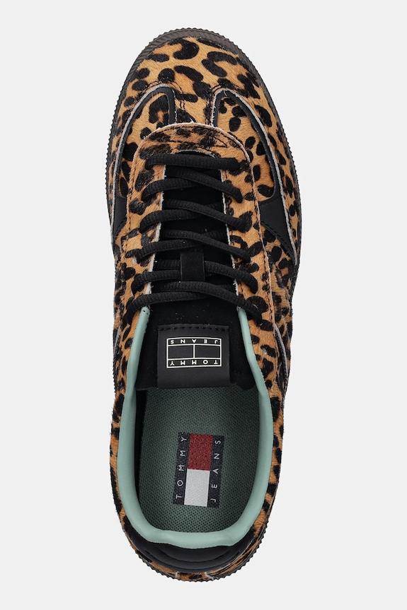 Kožne tenisice Tommy Jeans THE GREENWICH EDGE LEOPARD smeđa EN0EN02904
