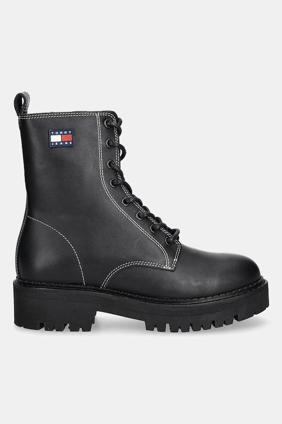 Tommy Jeans bocanci de piele TJW URBAN LACE UP BOOT EN0EN02907 negru AW25
