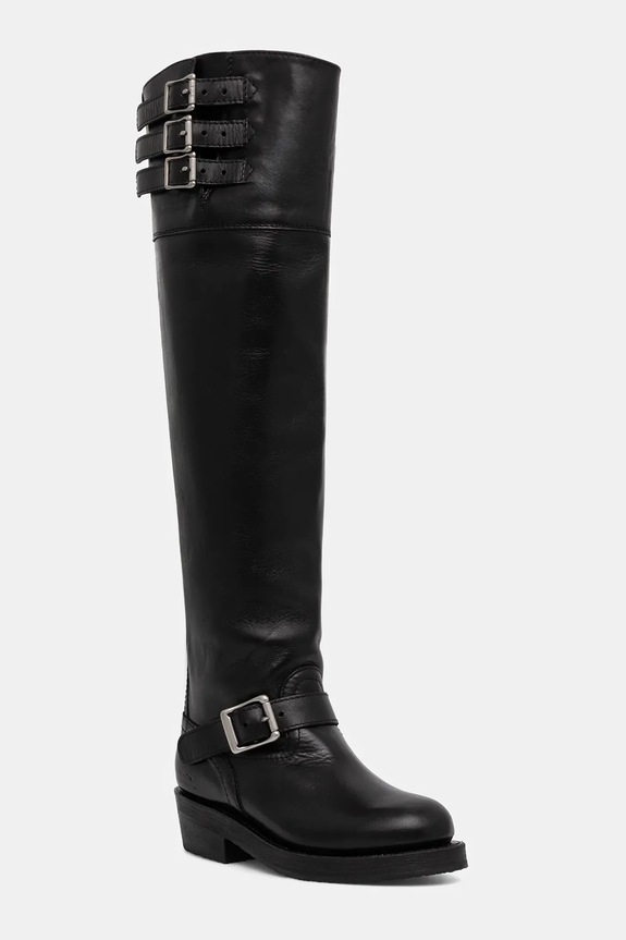 Δερμάτινες μπότες Polo Ralph Lauren Biker Boot φλατ μαύρο 818973063001.001