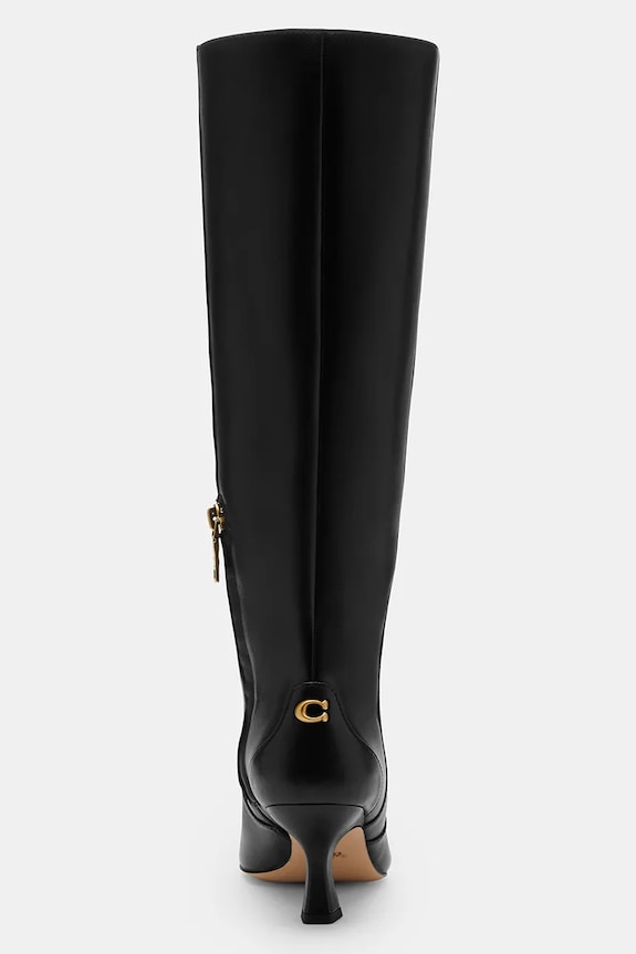 Obuwie Coach kozaki skórzane Sculpted C Kitten Heel Leather Boot CBP30.BLK czarny