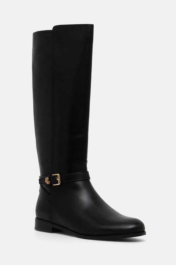 Kožené kozačky Lauren Ralph Lauren Brooke Tll 2 nezateplené černá 802967769001.001