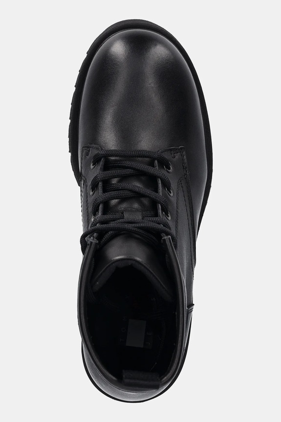 Kožené členkové topánky Tommy Jeans TJW LACE UP LEATHER BOOT čierna EN0EN02824