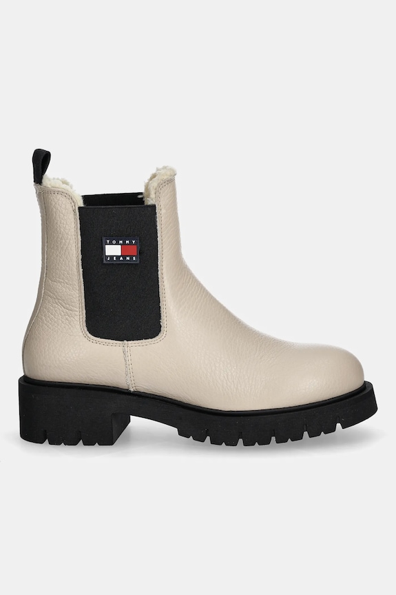 Tommy Jeans ghete chelsea de piele TJW CHELSEA BOOT WL EN0EN02826 bej AW25