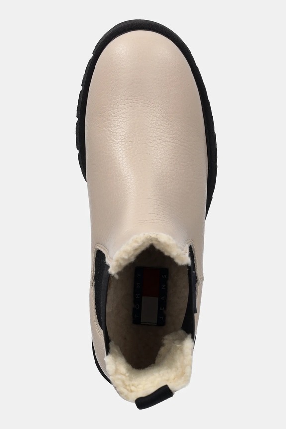 Tommy Jeans ghete chelsea de piele TJW CHELSEA BOOT WL bej EN0EN02826