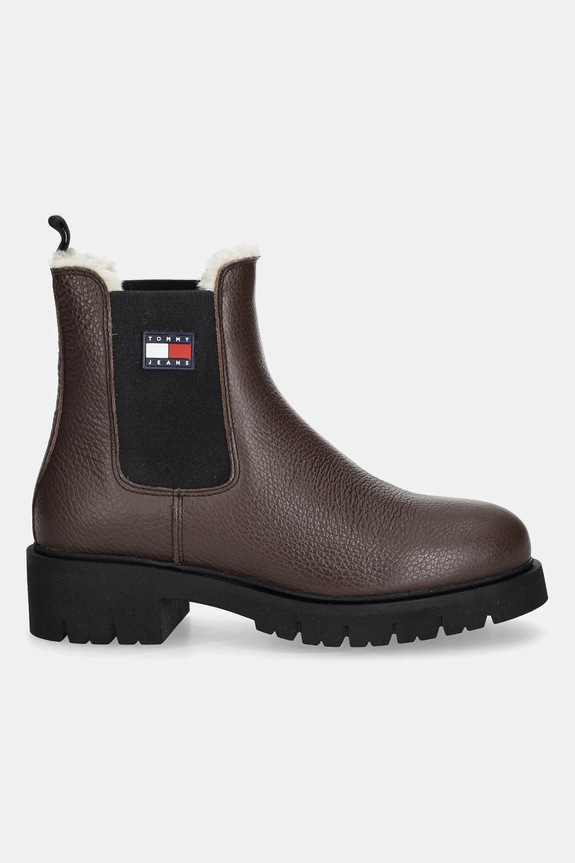 Tommy Jeans ghete chelsea de piele TJW CHELSEA BOOT WL EN0EN02826 maro AW25