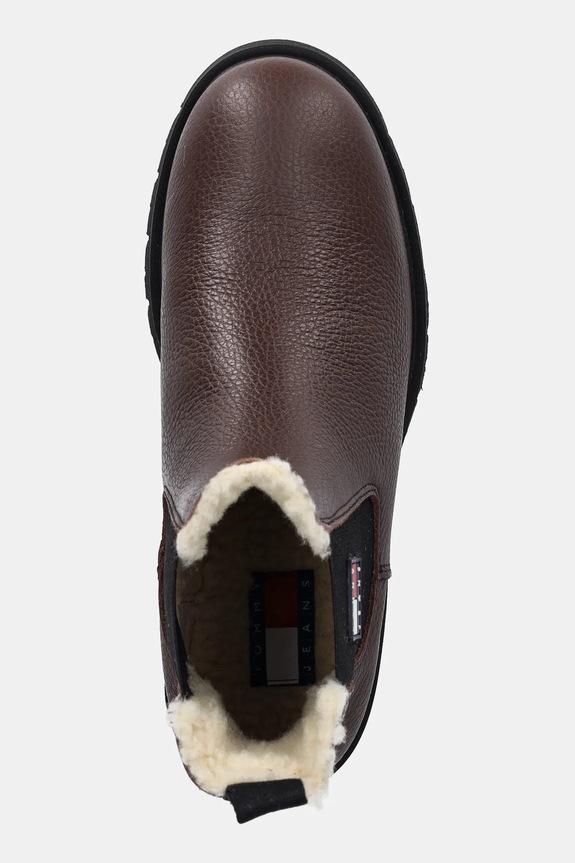 Tommy Jeans ghete chelsea de piele TJW CHELSEA BOOT WL maro EN0EN02826