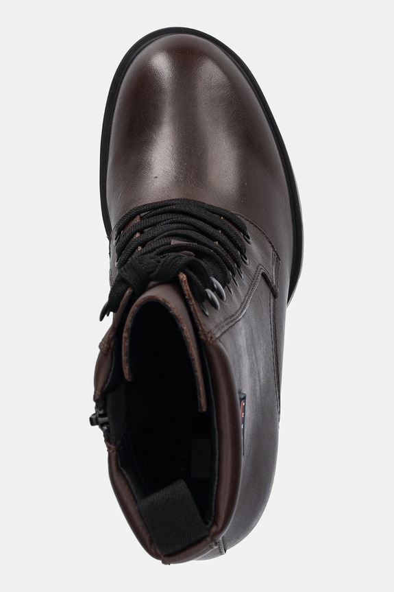Kožené členkové topánky Tommy Jeans TJW HEEL LACE UP BOOT hnedá EN0EN02832