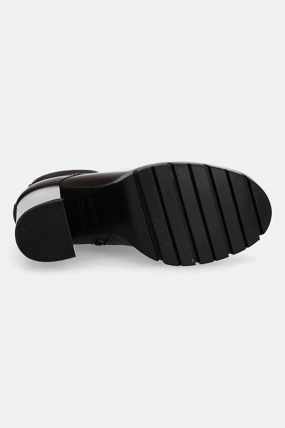 Kožené členkové topánky Tommy Jeans TJW HEEL LACE UP BOOT EN0EN02832 hnedá