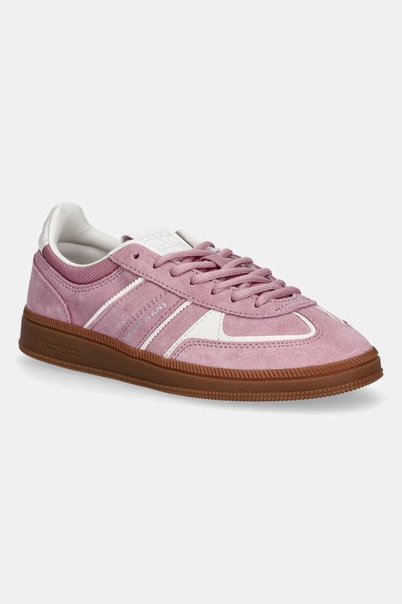 Semišové tenisky Tommy Jeans THE GREENWICH EDGE přírodní kůže růžová EN0EN02838