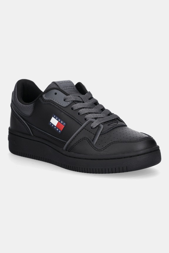 Tommy Jeans sneakers in pelle TJW RETRO BASKET SNEAKER flat nero EN0EN02839