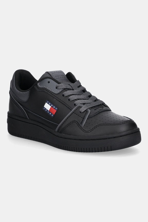 Tommy Jeans sneakers in pelle TJW RETRO BASKET SNEAKER flat nero EN0EN02839