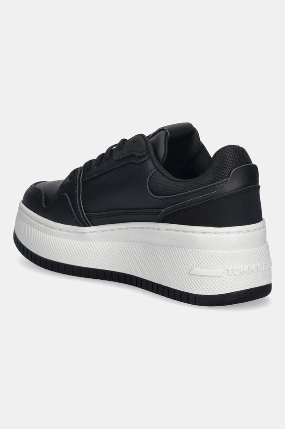 Scarpe Tommy Jeans sneakers in pelle TJW RETRO BASKET FLATFORM EN0EN02860 nero