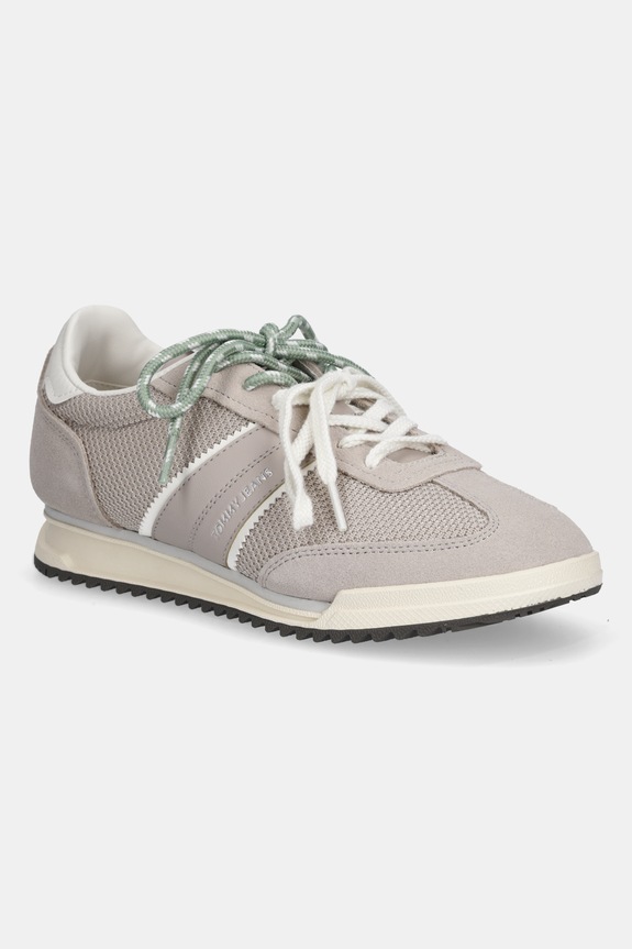 Tenisice Tommy Jeans TJW LOW PROFILE RUNNER brušena koža bež EN0EN02862