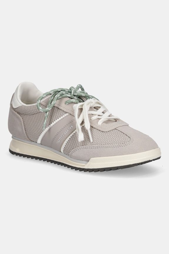 Tenisice Tommy Jeans TJW LOW PROFILE RUNNER brušena koža bež EN0EN02862