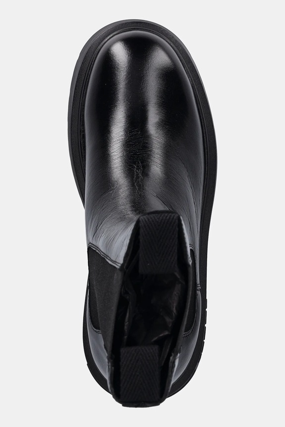 Kožené kotníkové boty Tommy Jeans CHUNKY SHINY LEATHER CHELSEA černá EN0EN02888