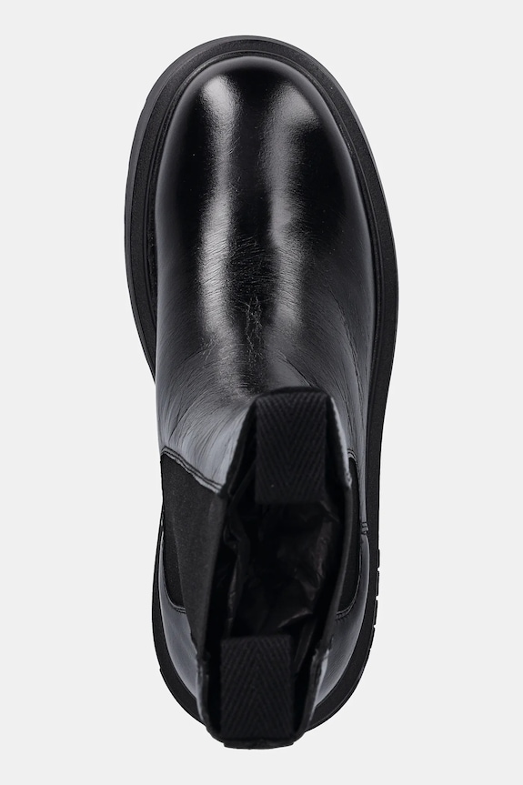 Kožené kotníkové boty Tommy Jeans CHUNKY SHINY LEATHER CHELSEA černá EN0EN02888