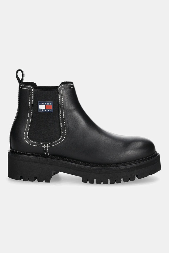 Tommy Jeans ghete chelsea de piele TJW URBAN CHELSEA BOOT EN0EN02908 negru AW25