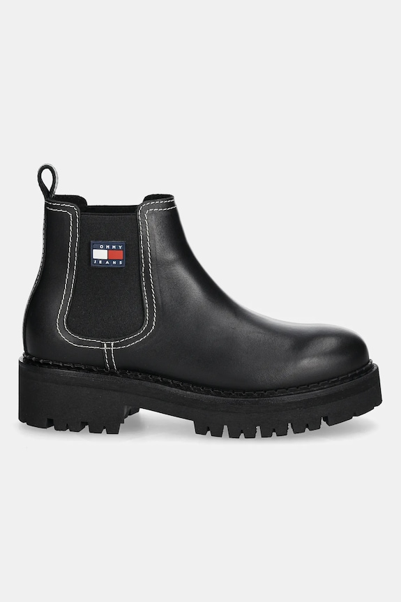 Tommy Jeans ghete chelsea de piele TJW URBAN CHELSEA BOOT EN0EN02908 negru AW25