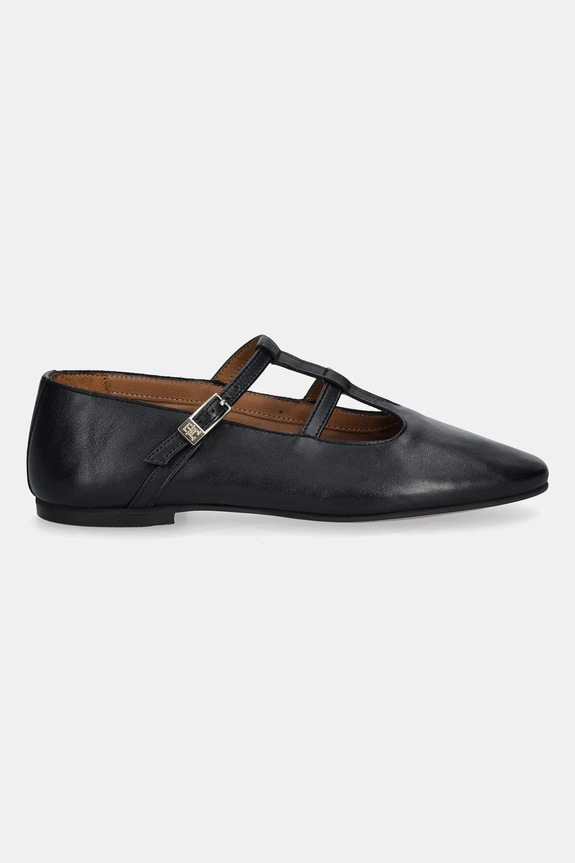 Kožené baleríny Tommy Hilfiger SMOOTH LEATHER T-BAR BALLERINA FW0FW09153 černá AW25