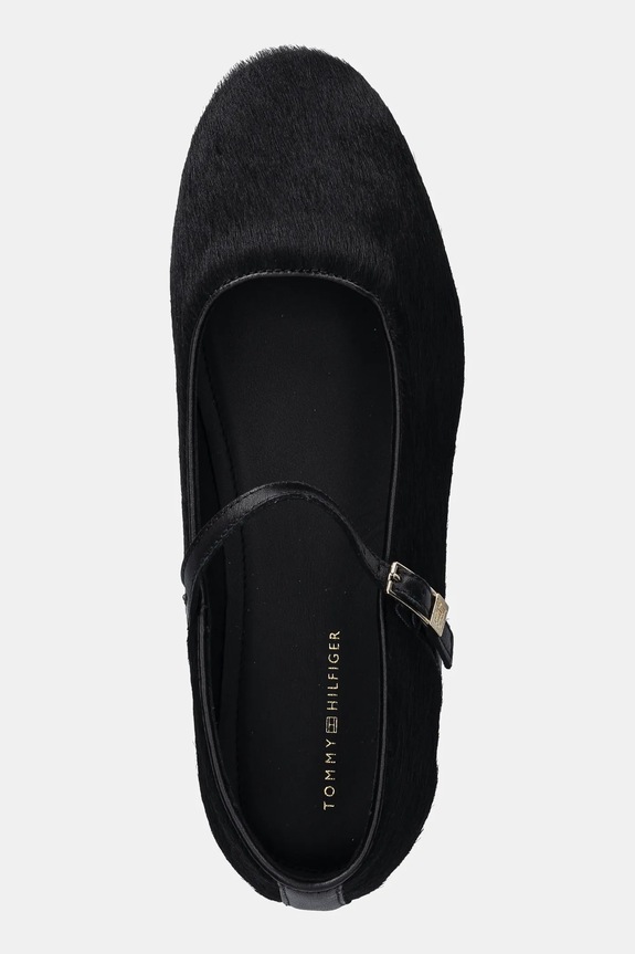 Tommy Hilfiger baleriny skórzane PONY HAIR MARYJANE czarny FW0FW09154