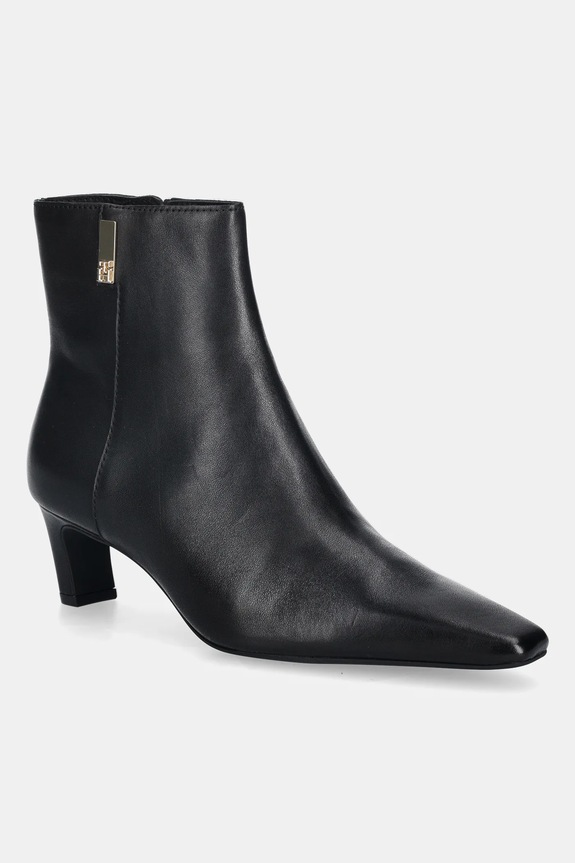 Tommy Hilfiger stivaletti alla caviglia in pelle SQUARE TOE KITTEN BOOTIE non isolato nero FW0FW08768