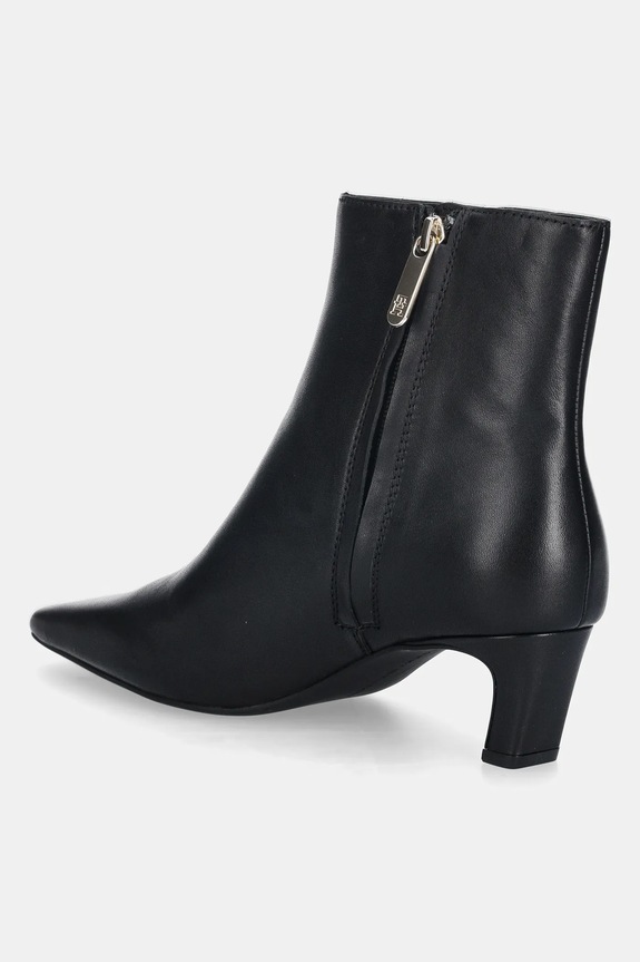 Scarpe Tommy Hilfiger stivaletti alla caviglia in pelle SQUARE TOE KITTEN BOOTIE FW0FW08768 nero