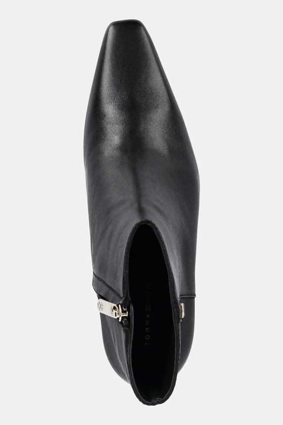 Tommy Hilfiger stivaletti alla caviglia in pelle SQUARE TOE KITTEN BOOTIE nero FW0FW08768
