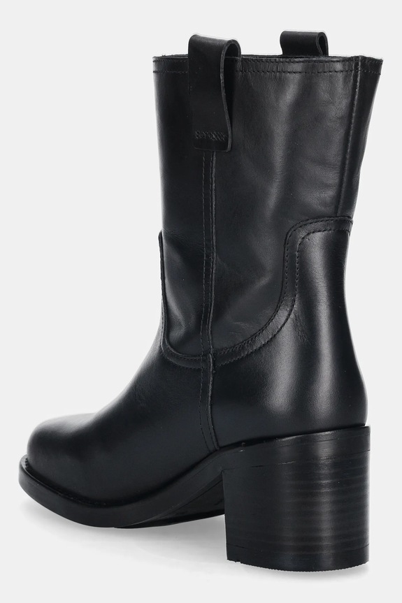Scarpe Tommy Hilfiger stivaletti alla caviglia in pelle RIDING LTHR MID BOOT BLOCK HEEL FW0FW08776 nero